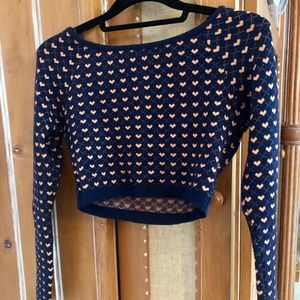 Forever 21 Heart Crop Sweater/ Top